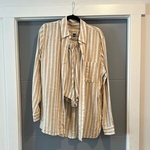 Universal Thread Beige Striped Button Down Shirt